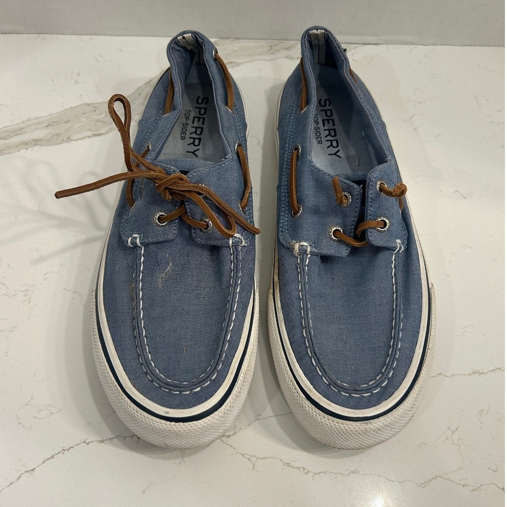 Sperry Top-Sider Bahama II Boat Shoes Sneakers Mens 9 Chambray Blue Canvas
